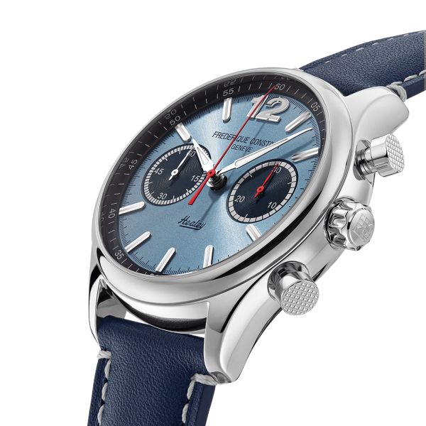 Frederique Constant Vintage Rally Healey Chronograph automatic blue dial leather strap 42 mm