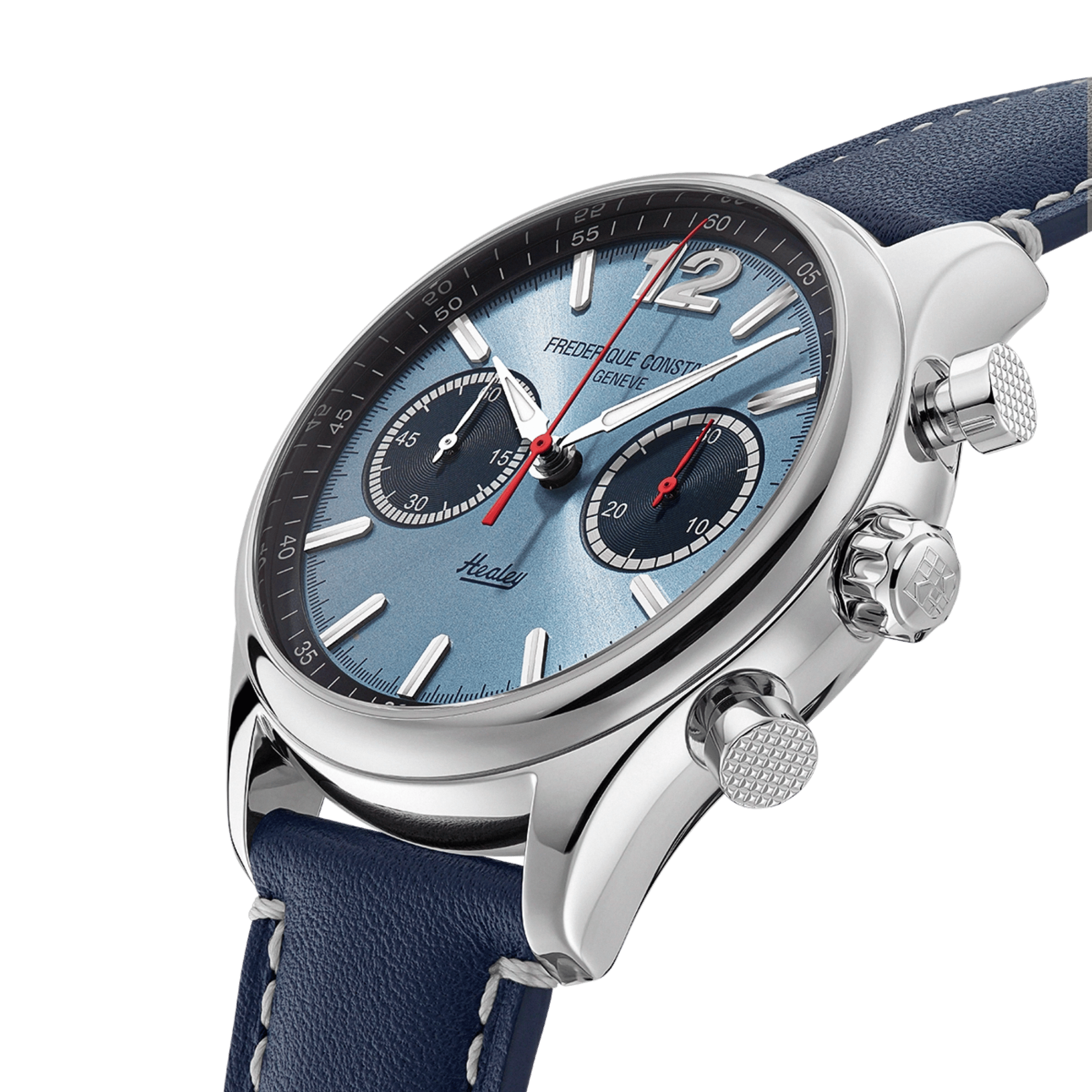 Frederique Constant Vintage Rally Healey Chronograph automatic blue dial leather strap 42 mm