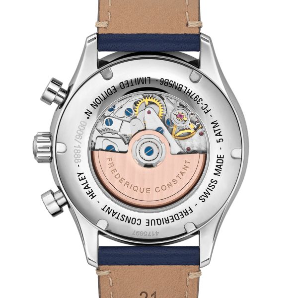 Frederique Constant Vintage Rally Healey Chronograph automatic blue dial leather strap 42 mm