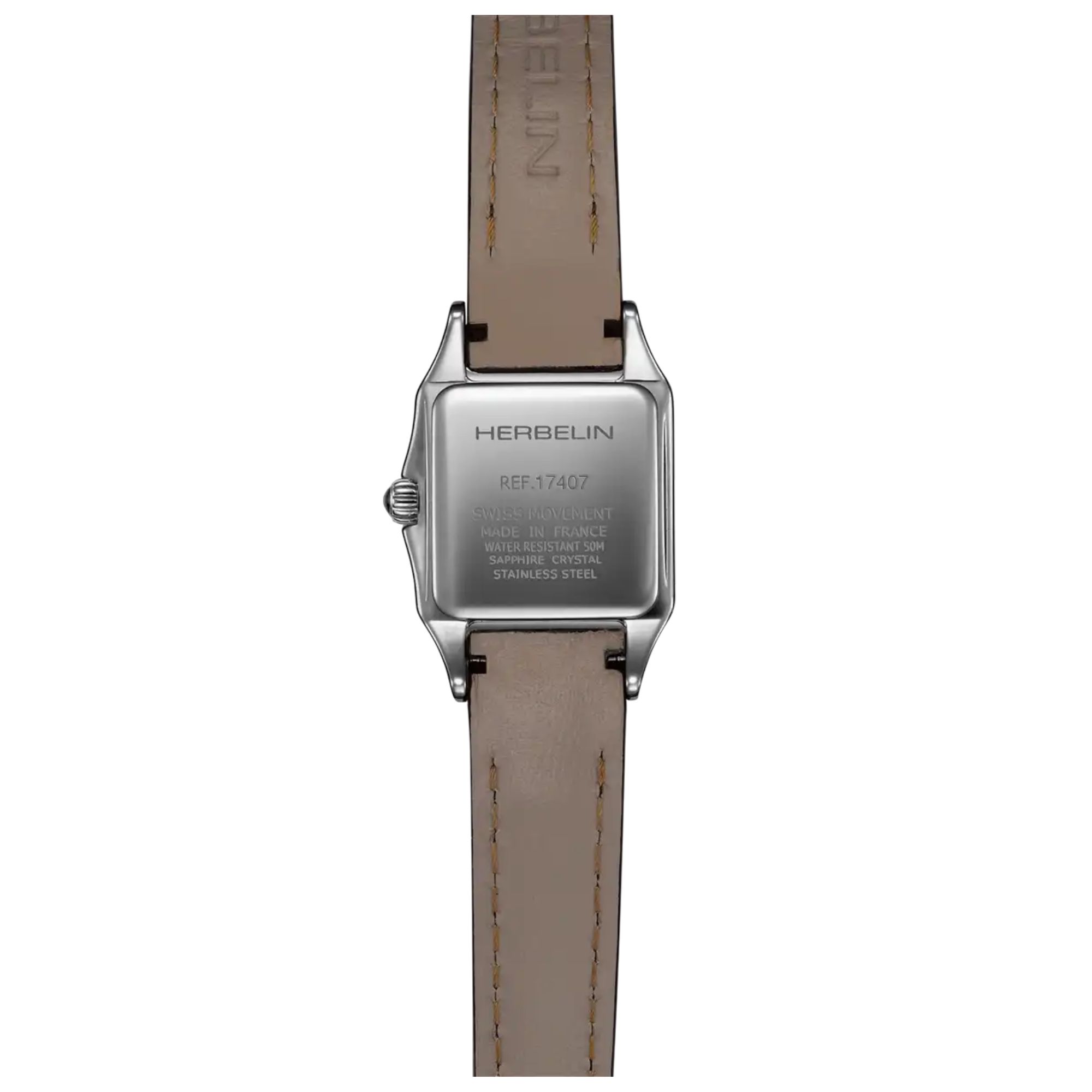 Montre Michel Herbelin Mini Luna quartz cadran blanc bracelet cuir noir 20 mm