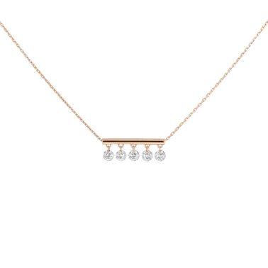 Collier La Brune et La Blonde Pampilles en or rose 5 diamants taille brillant 0,50 carat - Soldat_PL