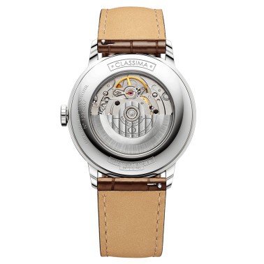 Montre Baume et Mercier Classima automatique cadran argenté bracelet cuir brun 40 mm