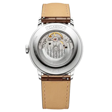 Montre Baume et Mercier Classima automatique cadran argenté bracelet cuir brun 40 mm