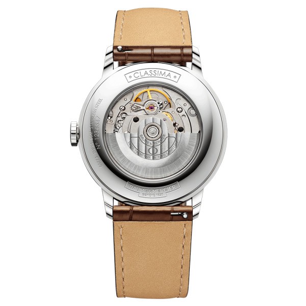 Montre Baume et Mercier Classima automatique cadran argenté bracelet cuir brun 40 mm