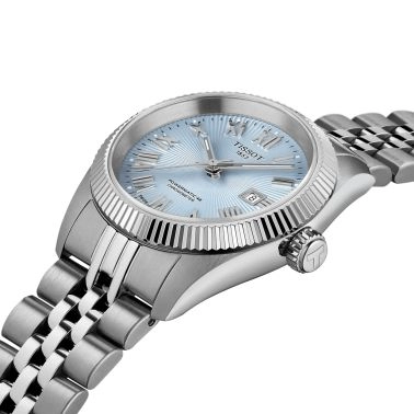 Tissot Ballade Powermatic 48 COSC automatic glacier blue dial steel bracelet 30 mm