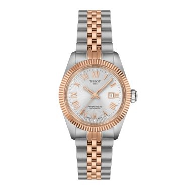 Tissot Ballade Powermatic 48 COSCTwo-Tone Rose Gold PVD automatic silver dial steel bracelet 30 mm