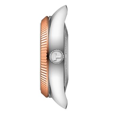 Montre Tissot Ballade Powermatic 48 COSC Bicolore PVD Or Rose automatique cadran argenté bracelet acier 30 mm