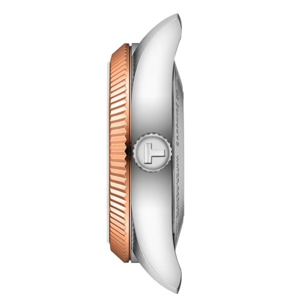Tissot Ballade Powermatic 48 COSCTwo-Tone Rose Gold PVD automatic silver dial steel bracelet 30 mm