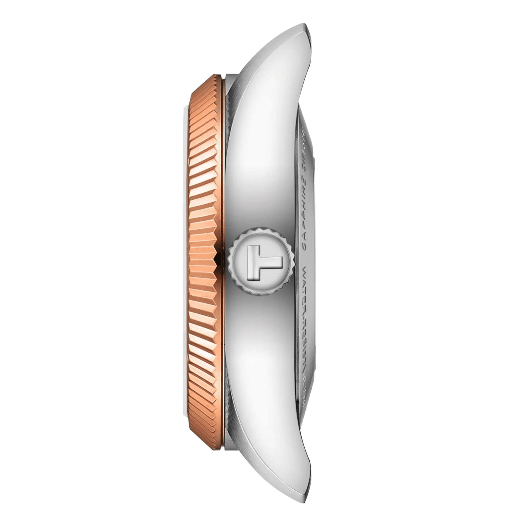 Tissot Ballade Powermatic 48 COSCTwo-Tone Rose Gold PVD automatic silver dial steel bracelet 30 mm
