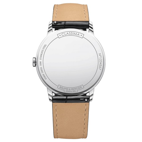 Montre Baume et Mercier Classima quartz cadran bleu bracelet cuir veau noir 40 mm