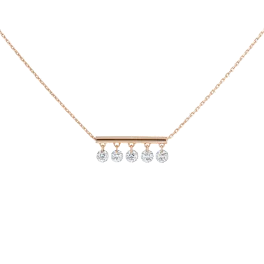 Collier La Brune et La Blonde Pampilles en or rose 5 diamants taille brillant 0,50 carat - Soldat