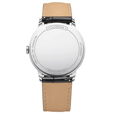 Montre Baume et Mercier Classima quartz cadran blanc bracelet cuir veau noir 40 mm 10323