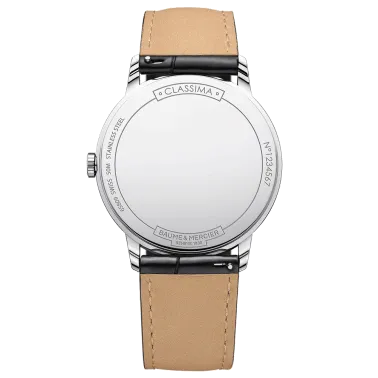 Montre Baume et Mercier Classima quartz cadran blanc bracelet cuir veau noir 40 mm 10323