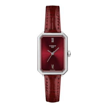 Tissot SRV quartz red dial red leather strap 30 x 21,8 mm