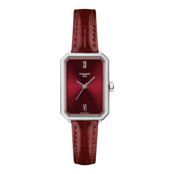 Tissot SRV quartz red dial red leather strap 30 x 21,8 mm