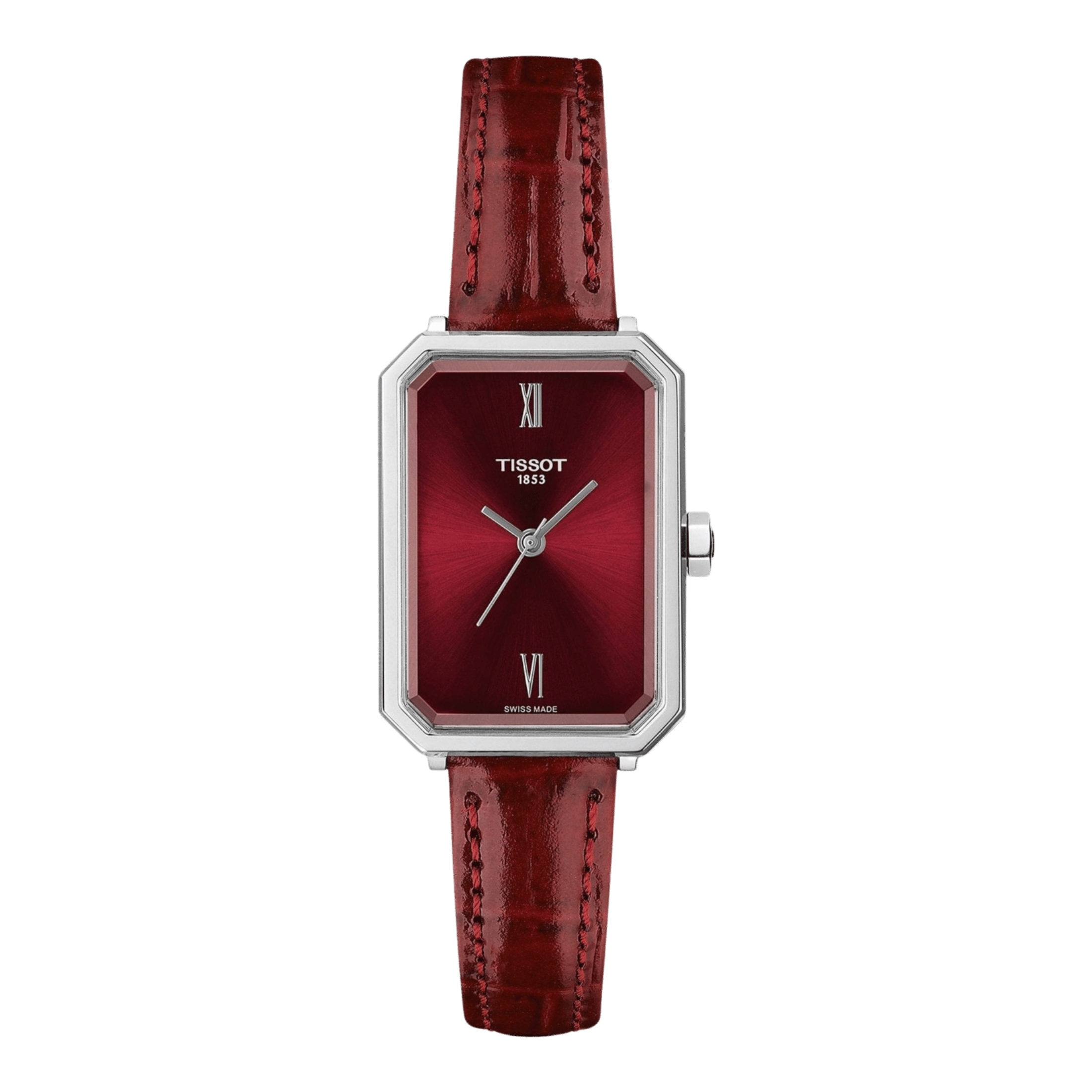 Tissot SRV quartz red dial red leather strap 30 x 21,8 mm