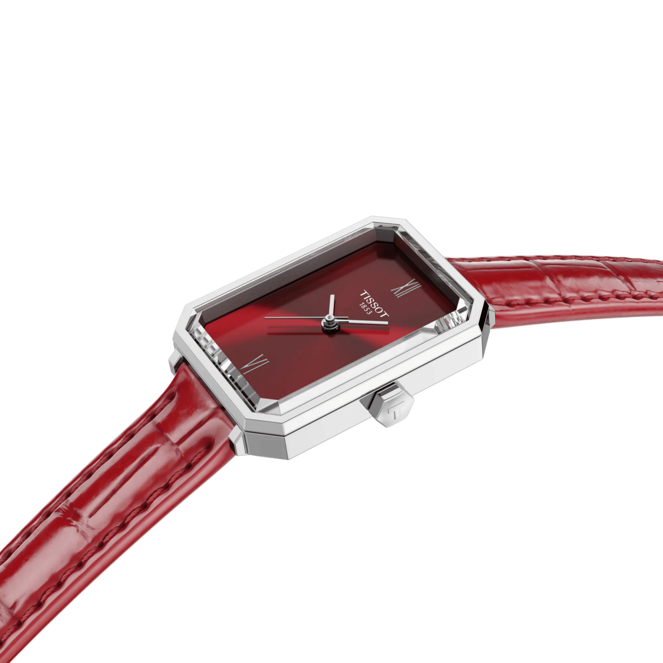 Tissot SRV quartz red dial red leather strap 30 x 21,8 mm
