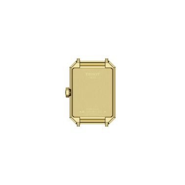 Tissot SRV quartz Yellow Gold PVD black mother-of-pearl dial black leather strap 30 x 21,8 mm