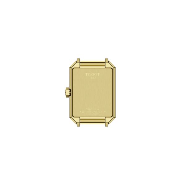 Tissot SRV quartz Yellow Gold PVD black mother-of-pearl dial black leather strap 30 x 21,8 mm