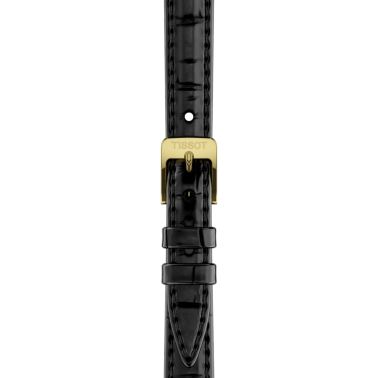 Tissot SRV quartz Yellow Gold PVD black mother-of-pearl dial black leather strap 30 x 21,8 mm