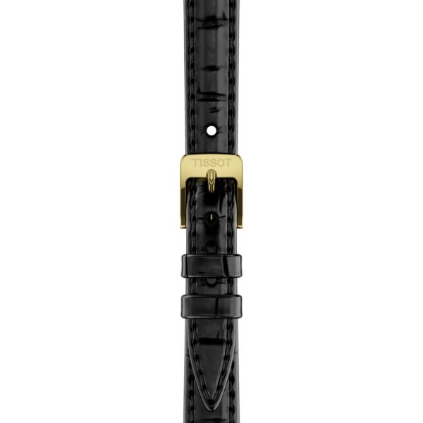 Tissot SRV quartz Yellow Gold PVD black mother-of-pearl dial black leather strap 30 x 21,8 mm