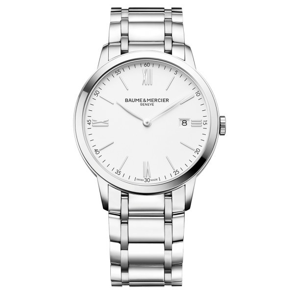 Montre Baume et Mercier Classima quartz cadran blanc bracelet acier 40 mm