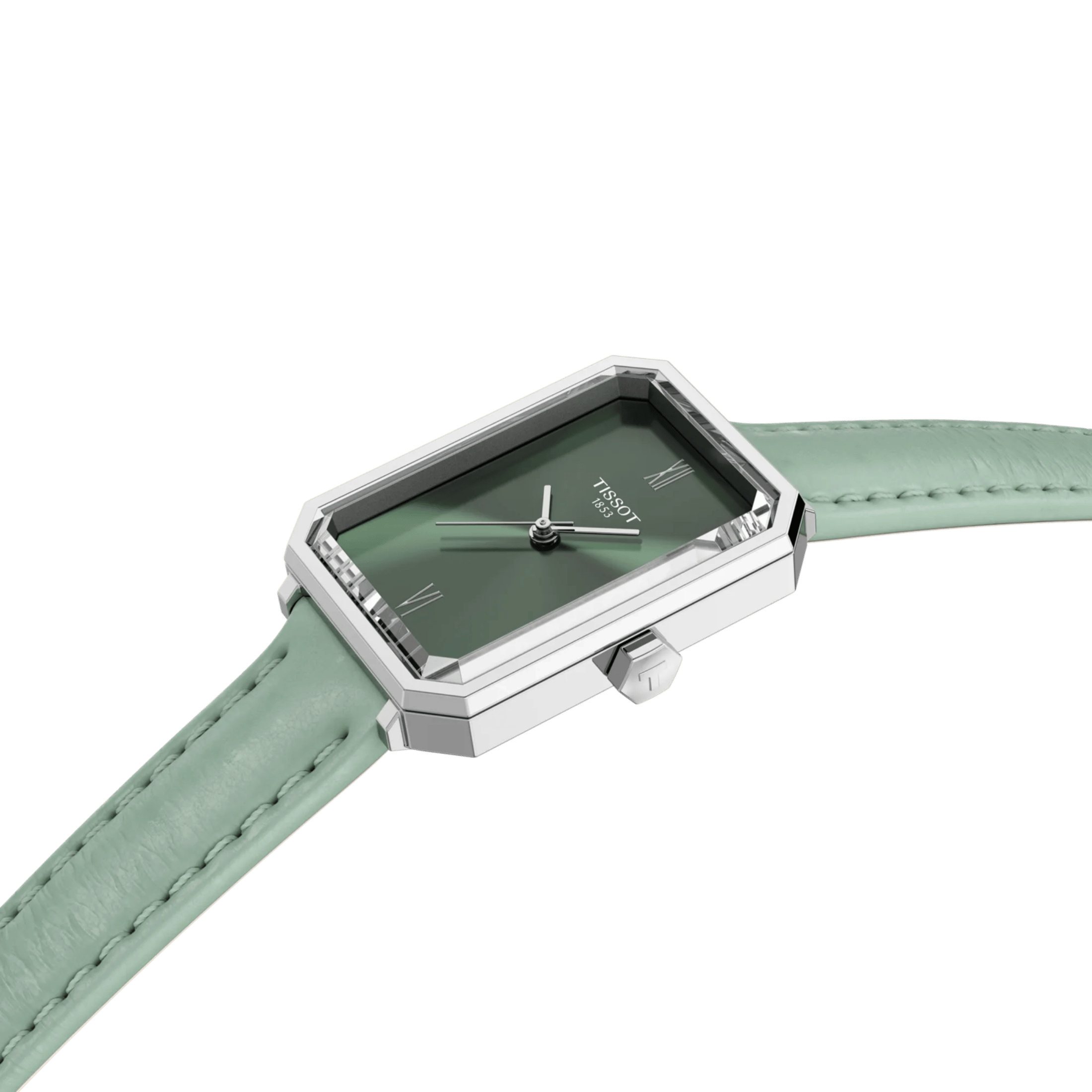 Tissot SRV quartz green dial green leather strap 30 x 21,8 mm