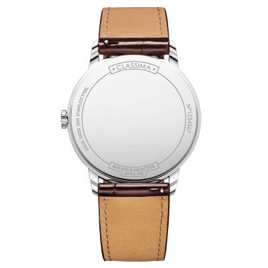 Montre Baume et Mercier Classima quartz cadran argenté bracelet cuir veau brun 42 mm