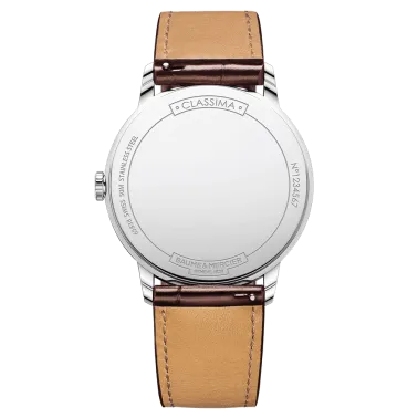 Montre Baume et Mercier Classima quartz cadran argenté bracelet cuir veau brun 42 mm