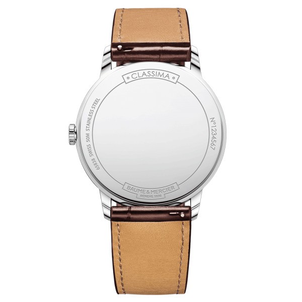 Montre Baume et Mercier Classima quartz cadran argenté bracelet cuir veau brun 42 mm