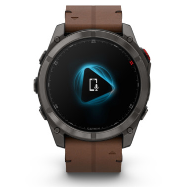 Montre Garmin Fénix 8 Pro AMOLED Sapphire Titane Carbon Gray DLC bracelet cuir marron et silicone noir 51 mm