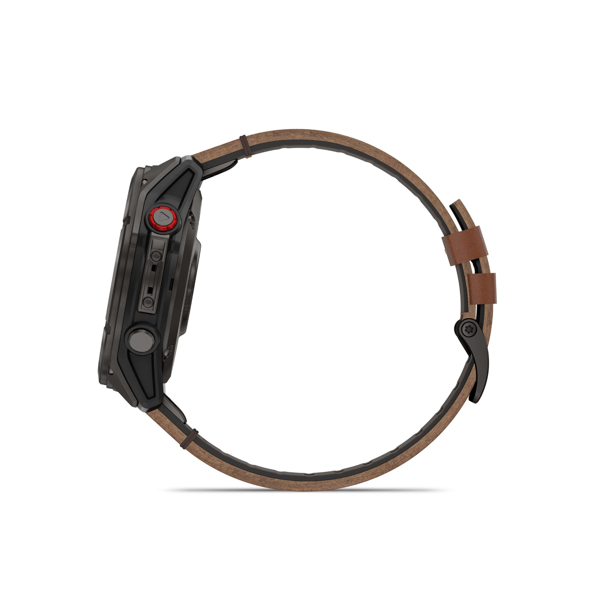 Montre Garmin Fénix 8 Pro AMOLED Sapphire Titane Carbon Gray DLC bracelet cuir marron et silicone noir 51 mm