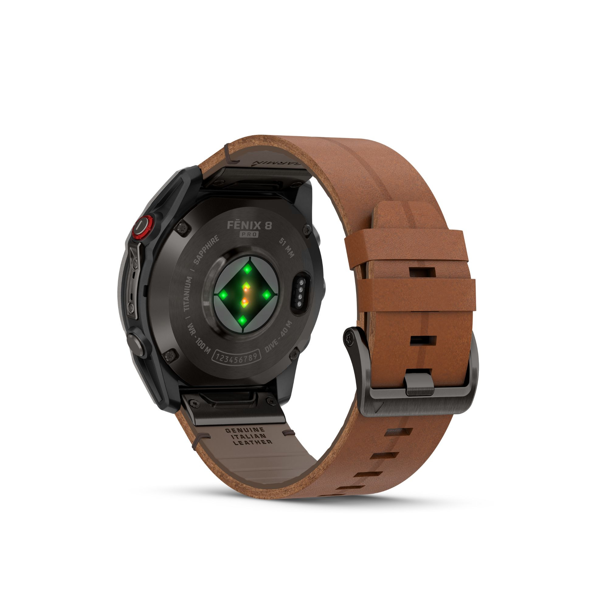 Montre Garmin Fénix 8 Pro AMOLED Sapphire Titane Carbon Gray DLC bracelet cuir marron et silicone noir 51 mm