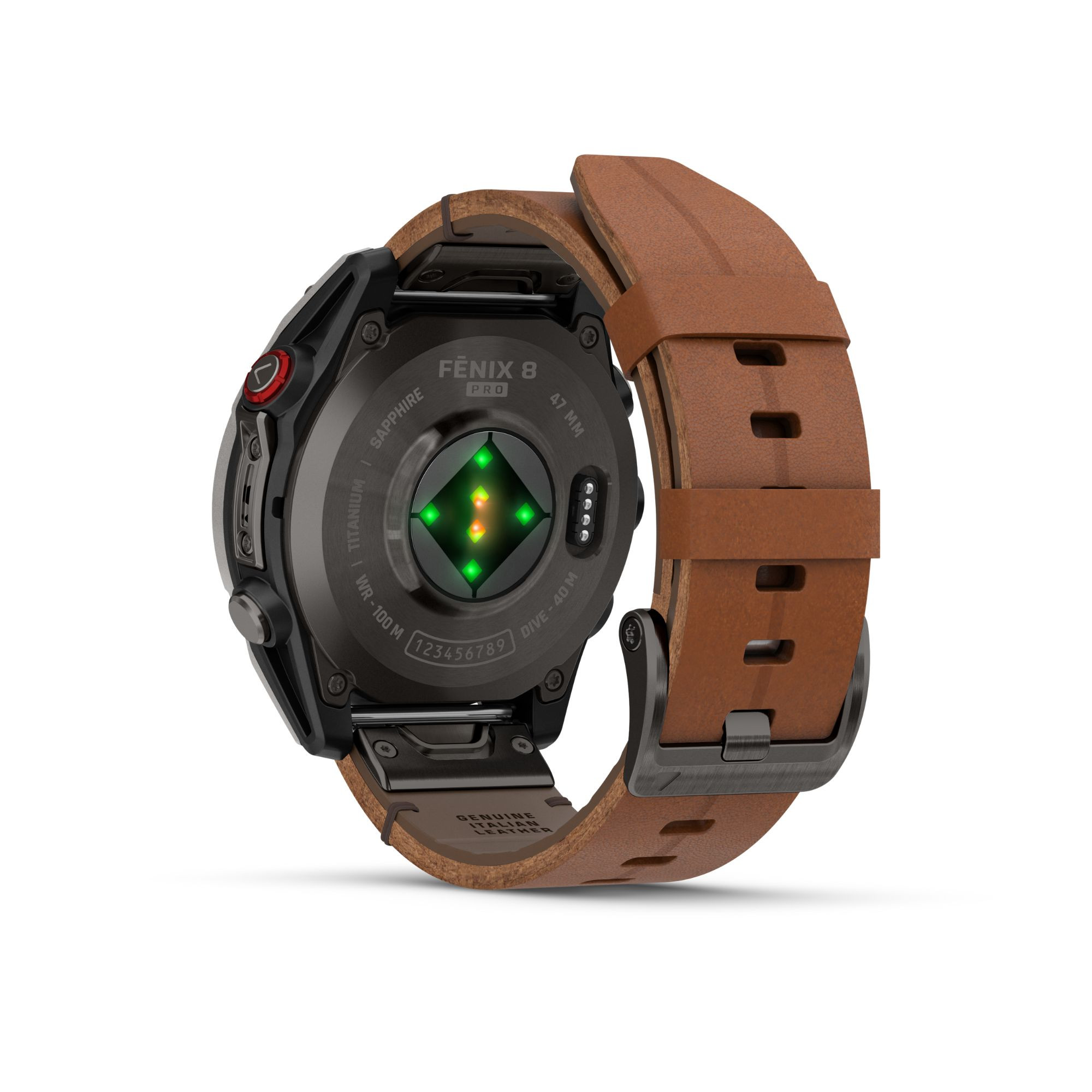 Montre Garmin Fénix 8 Pro AMOLED Sapphire Titane Carbon Gray DLC bracelet cuir marron et silicone noir 47 mm