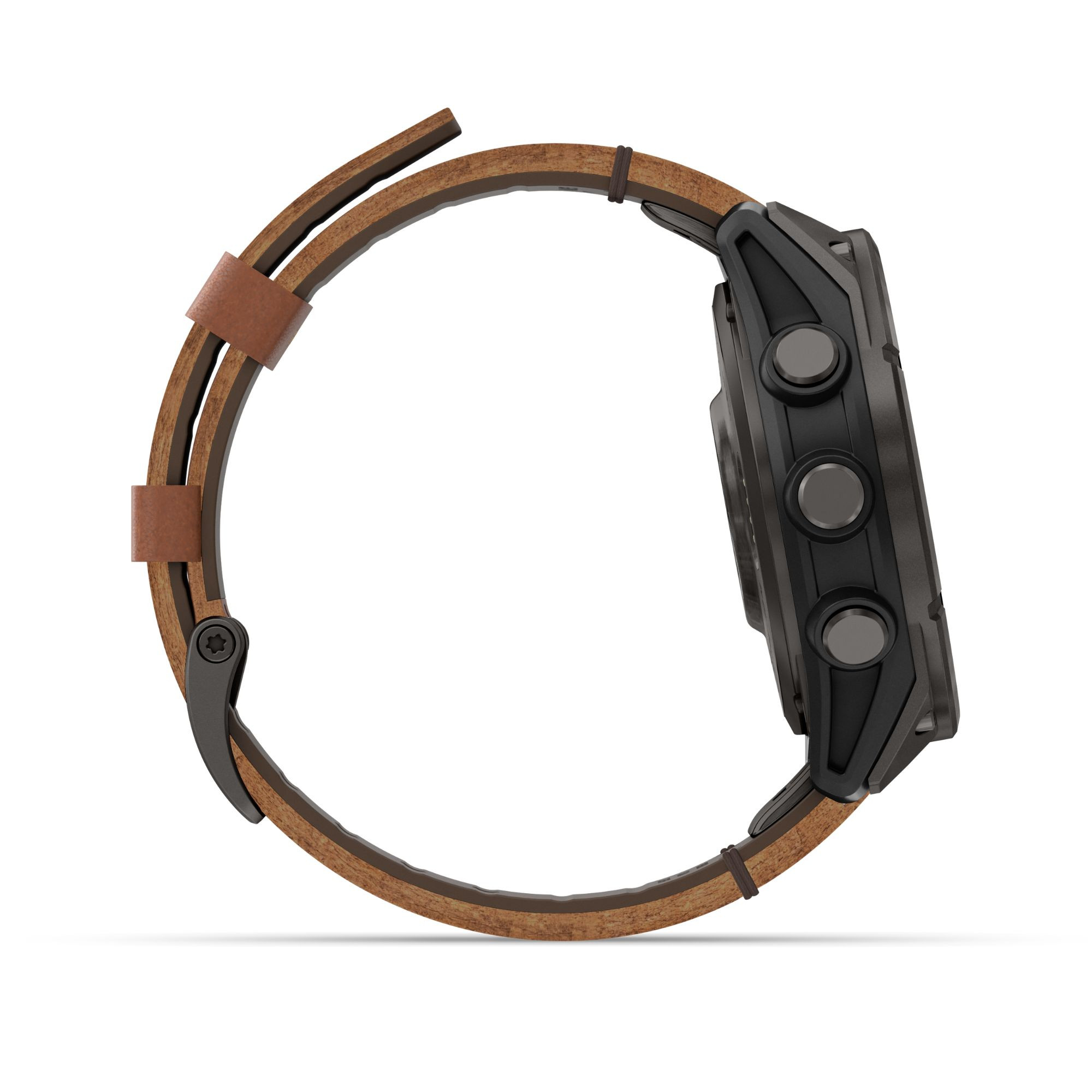 Montre Garmin Fénix 8 Pro AMOLED Sapphire Titane Carbon Gray DLC bracelet cuir marron et silicone noir 47 mm