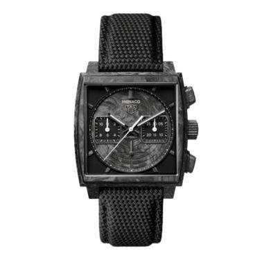 Montre TAG Heuer Monaco Flyback Chronograph TH-Carbonspring automatique cadran noir bracelet caoutchouc 39 mm