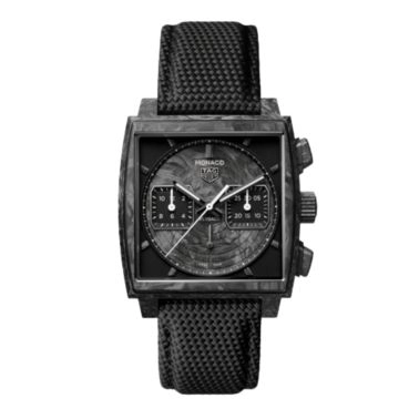 Montre TAG Heuer Monaco Flyback Chronograph TH-Carbonspring automatique cadran noir bracelet caoutchouc 39 mm