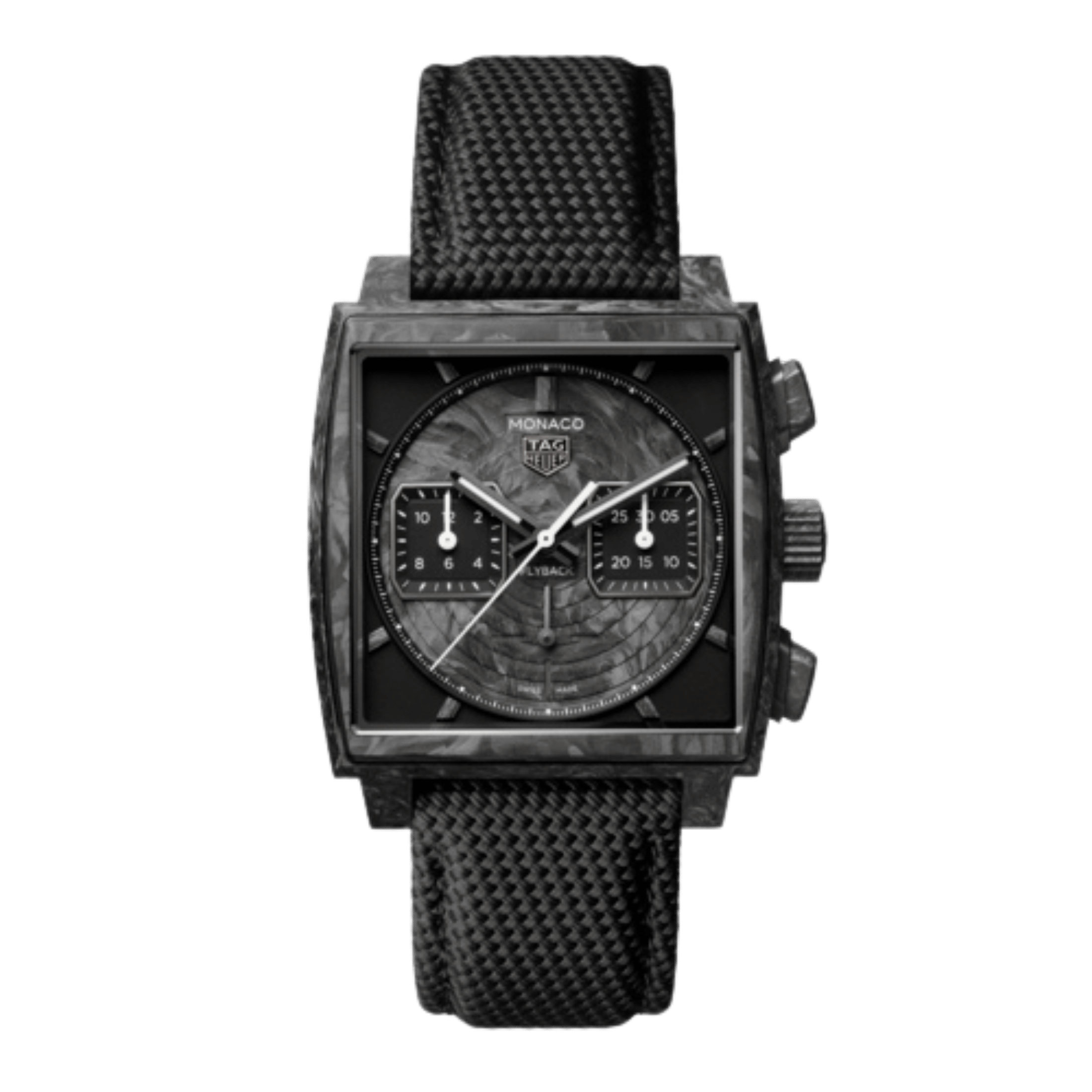 Montre TAG Heuer Monaco Flyback Chronograph TH-Carbonspring automatique cadran noir bracelet caoutchouc 39 mm