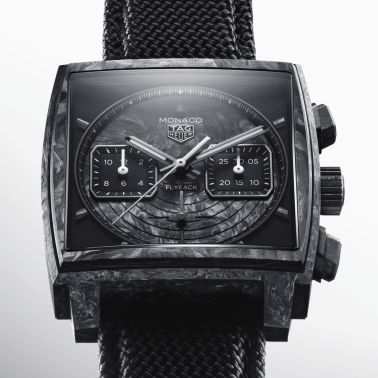 Montre TAG Heuer Monaco Flyback Chronograph TH-Carbonspring automatique cadran noir bracelet caoutchouc 39 mm