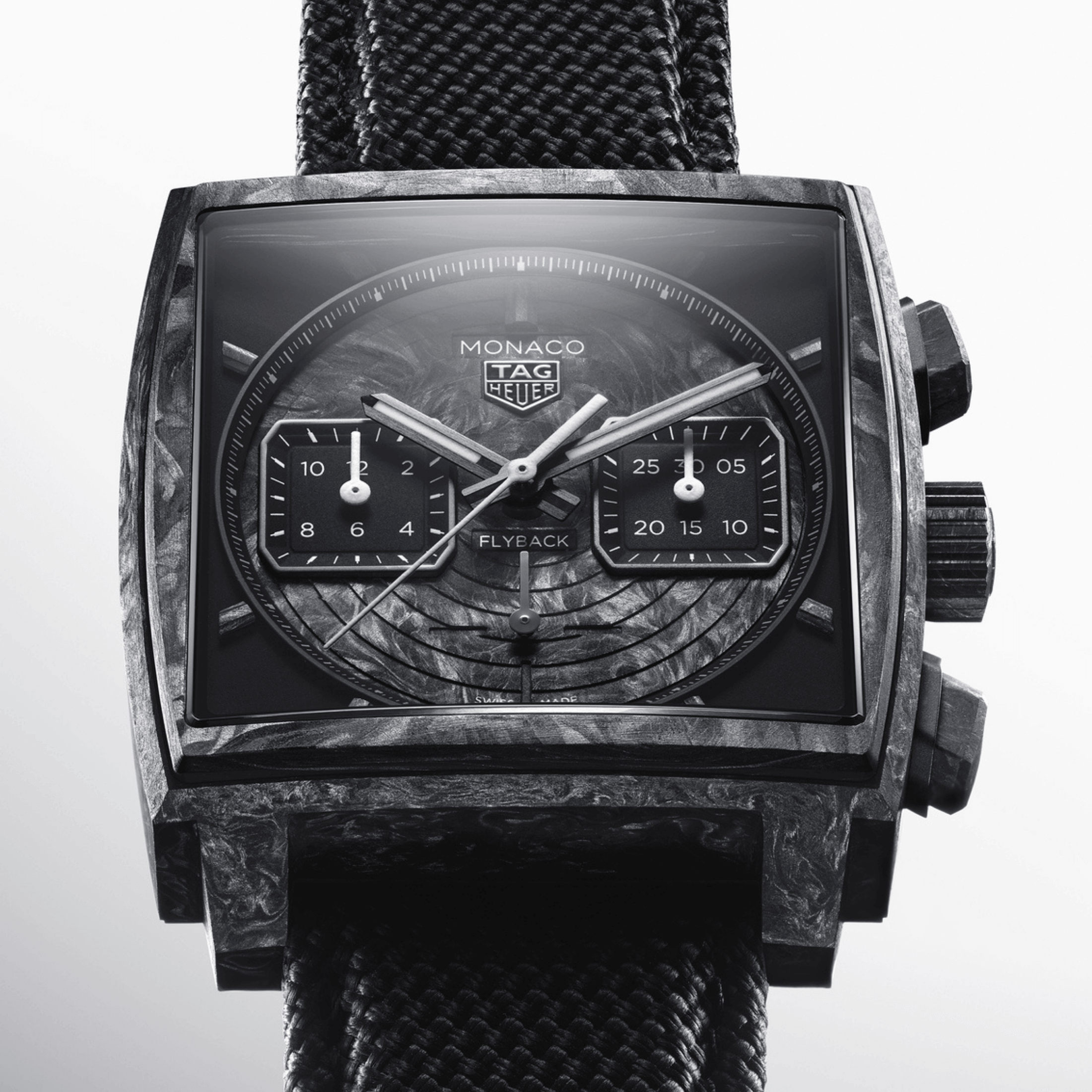 Montre TAG Heuer Monaco Flyback Chronograph TH-Carbonspring automatique cadran noir bracelet caoutchouc 39 mm