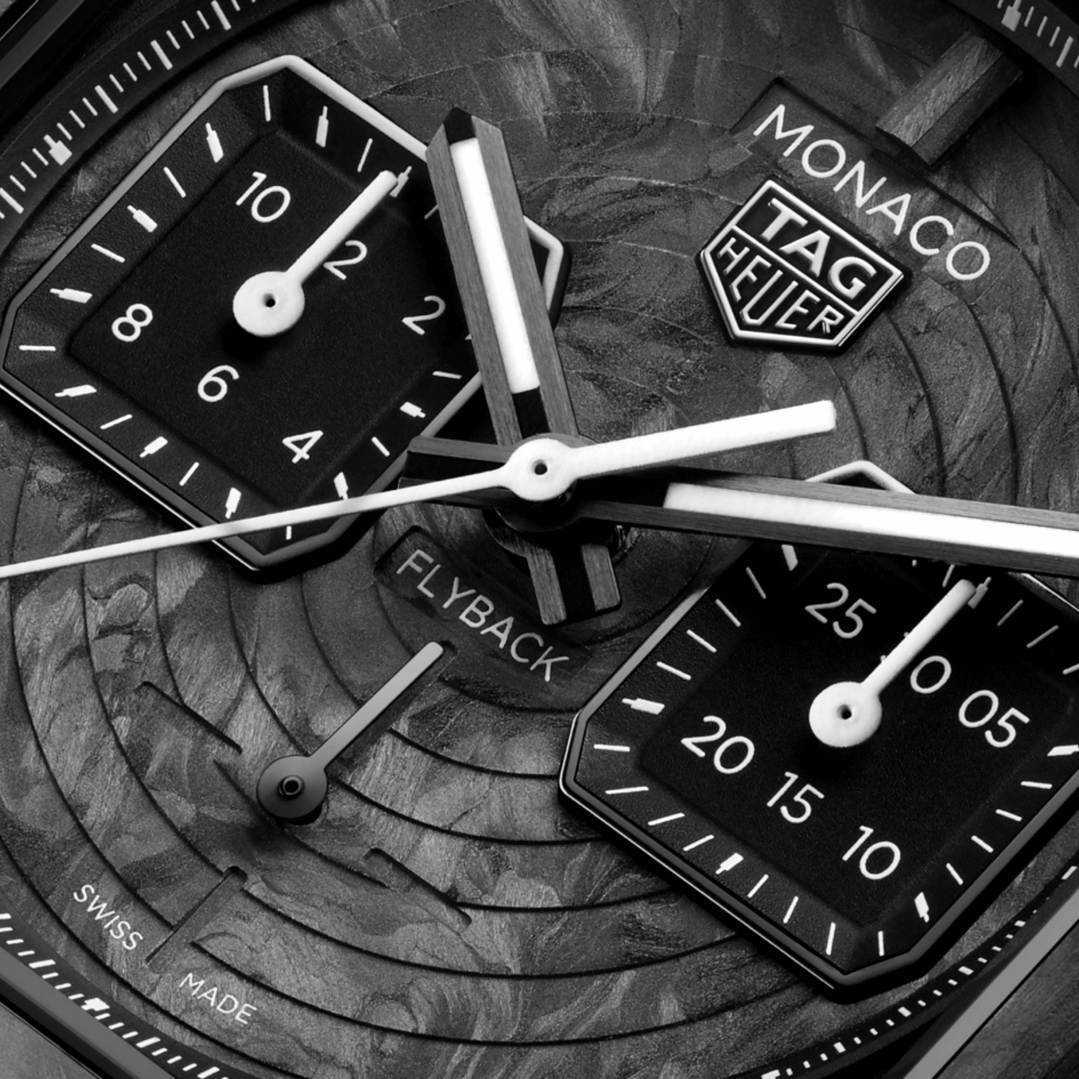 Montre TAG Heuer Monaco Flyback Chronograph TH-Carbonspring automatique cadran noir bracelet caoutchouc 39 mm