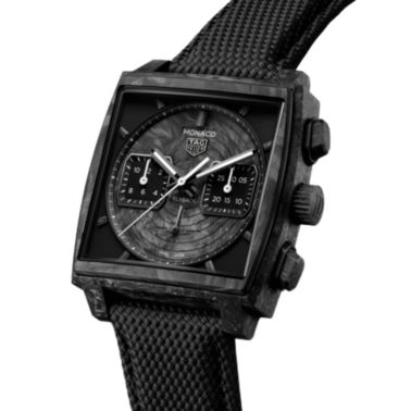 Montre TAG Heuer Monaco Flyback Chronograph TH-Carbonspring automatique cadran noir bracelet caoutchouc 39 mm