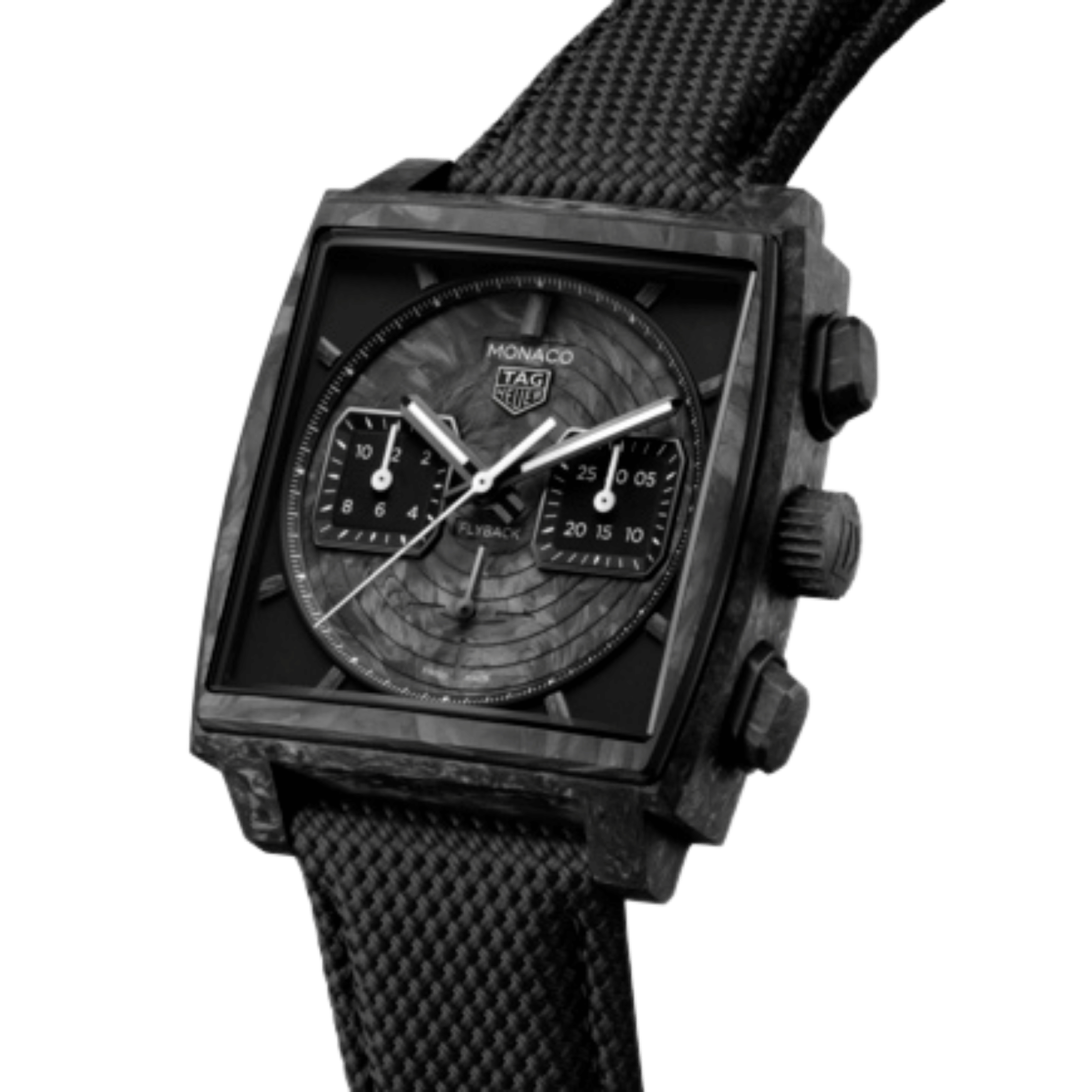 Montre TAG Heuer Monaco Flyback Chronograph TH-Carbonspring automatique cadran noir bracelet caoutchouc 39 mm
