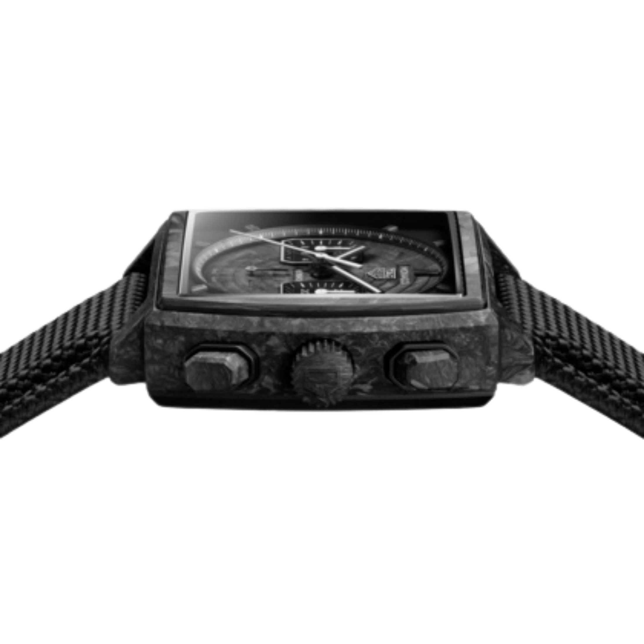 Montre TAG Heuer Monaco Flyback Chronograph TH-Carbonspring automatique cadran noir bracelet caoutchouc 39 mm