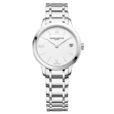 Montre Baume et Mercier Classima quartz cadran blanc bracelet acier 31 mm