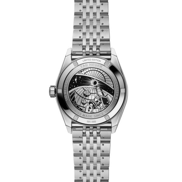 Montre TAG Heuer Carrera Astronomer automatique cadran argenté bracelet acier et or rose 39 mm