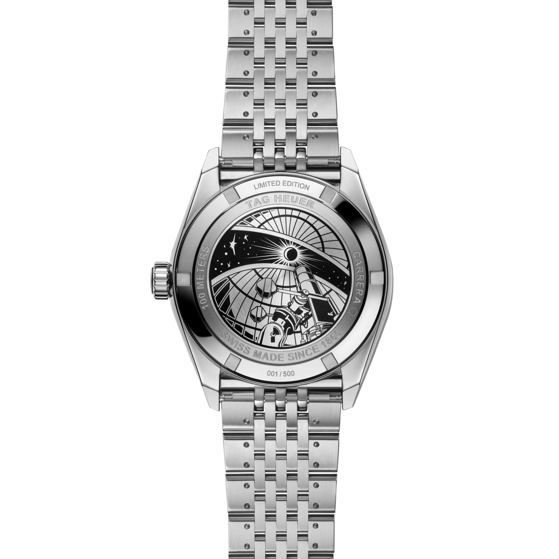 Montre TAG Heuer Carrera Astronomer automatique cadran argenté bracelet acier et or rose 39 mm