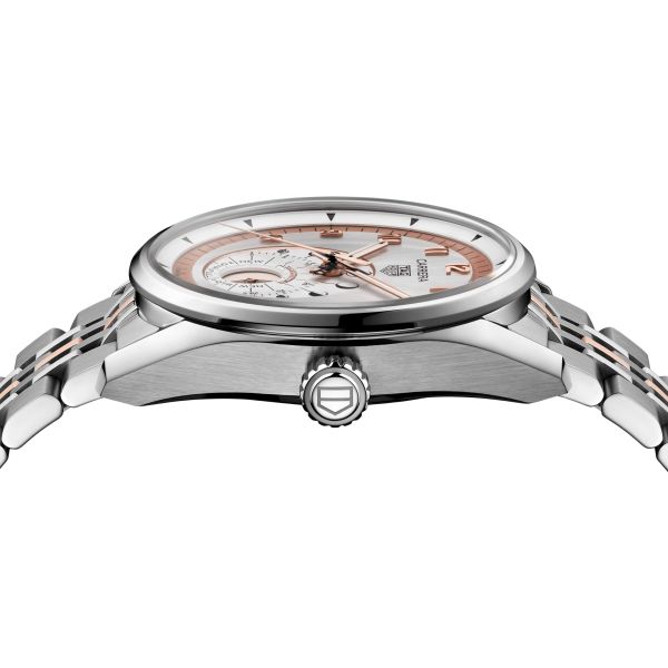 Montre TAG Heuer Carrera Astronomer automatique cadran argenté bracelet acier et or rose 39 mm