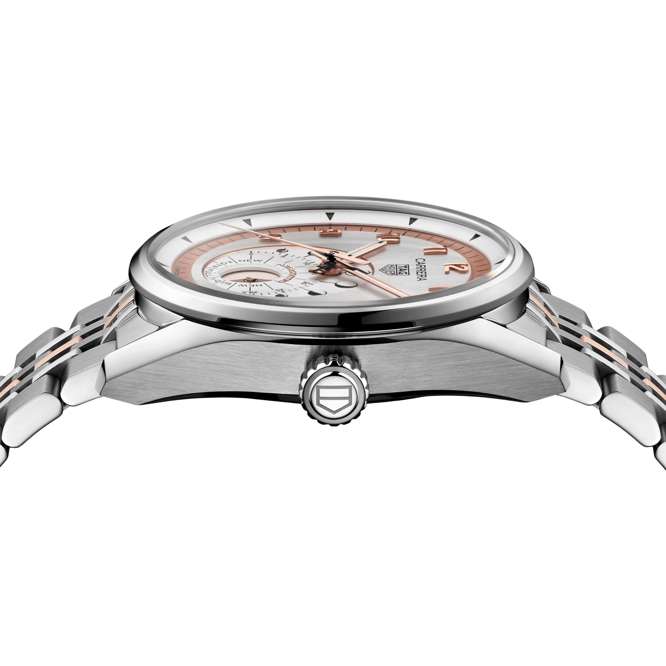 Montre TAG Heuer Carrera Astronomer automatique cadran argenté bracelet acier et or rose 39 mm