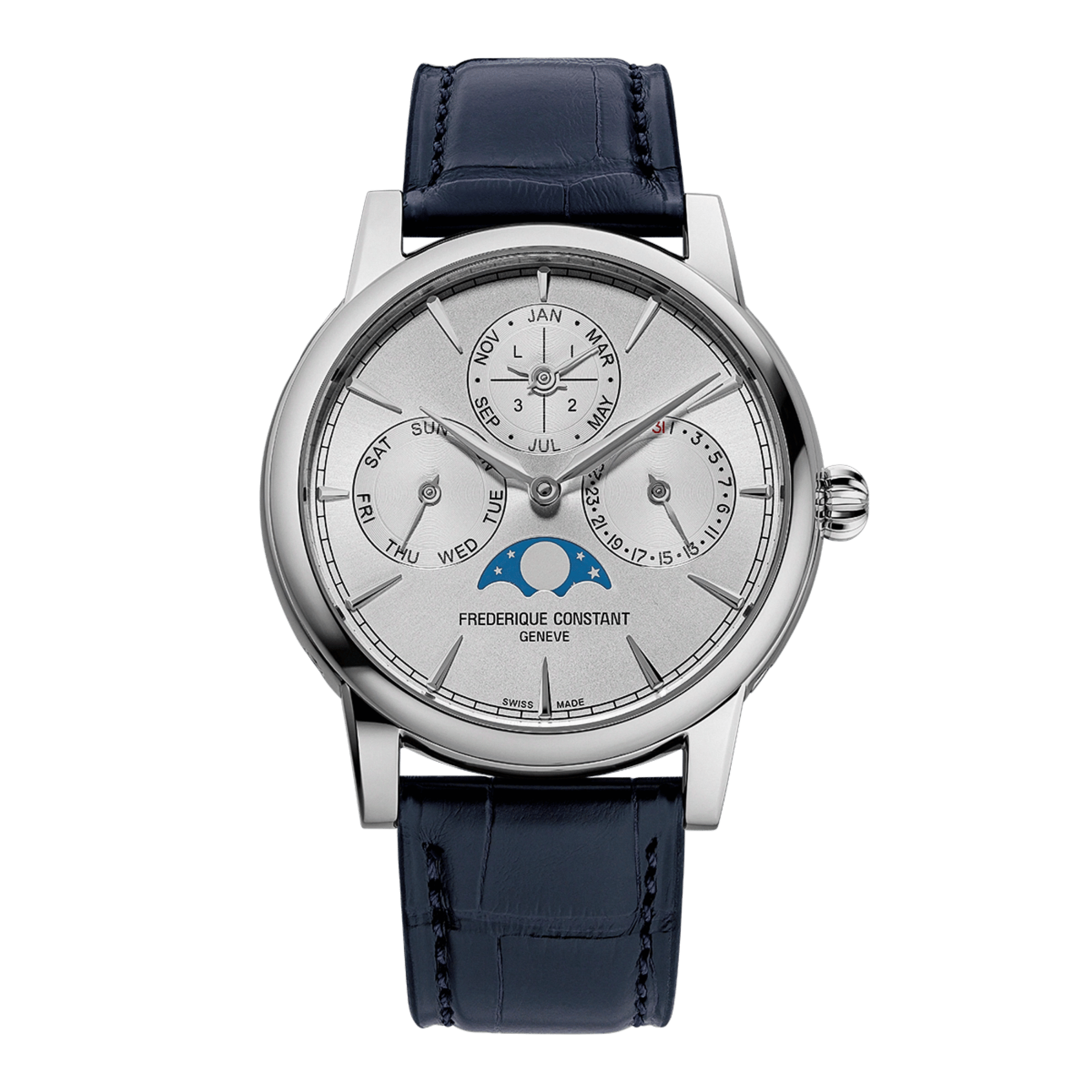Frederique Constant Manufacture Classic Perpetual Calendar automatic silver dial leather strap 40 mm